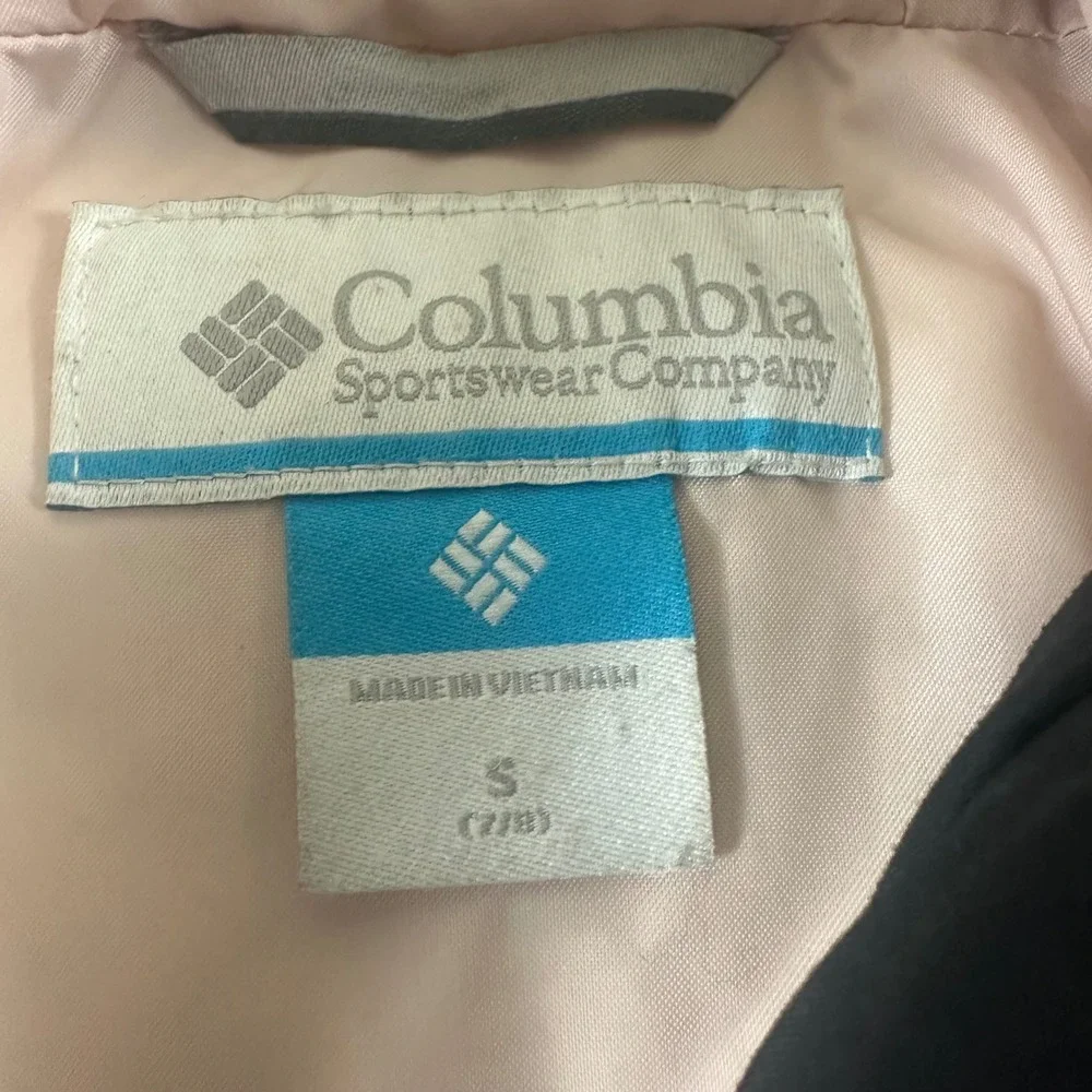 Columbia Kids Black Puffer Jacket Hooded Faux Fur Trim Size‎ 7 8